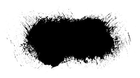 Black abstract brush strokes. Ink stain isolated on white background. Grainy textured design elements. Vector illustration, eps 10.のイラスト素材