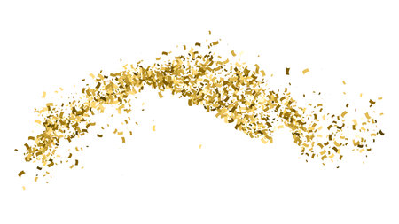Gold Glitter Texture Isolated On White. Goldish Color Sequins. Golden Explosion Of Confetti. design element. Celebratory Background. Vector illustration, Eps 10.のイラスト素材