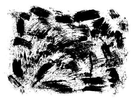 Black abstract brush strokes. Ink stain isolated on white background. Grainy textured design elements. Vector illustration, eps 10.のイラスト素材