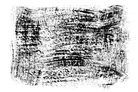Black abstract brush strokes. Ink stain isolated on white background. Grainy textured design elements. Vector illustration, eps 10.のイラスト素材