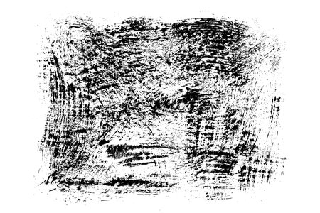 Black abstract brush strokes. Ink stain isolated on white background. Grainy textured design elements. Vector illustration, eps 10.のイラスト素材
