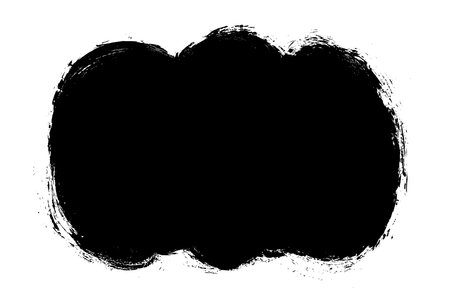 Black abstract brush strokes. Ink stain isolated on white background. Grainy textured design elements. Vector illustration, eps 10.のイラスト素材