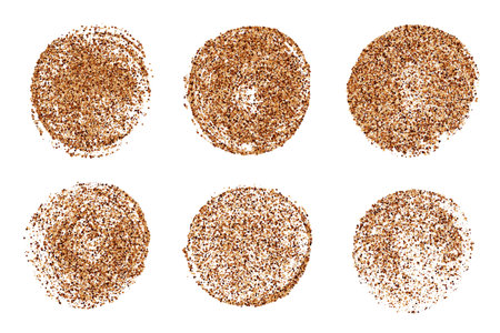 Set Of Coffee Color Grain Texture Isolated On White Background. Chocolate Shades Confetti. Brown Particles. Digitally Generated Image. Vector illustration, EPS 10.のイラスト素材