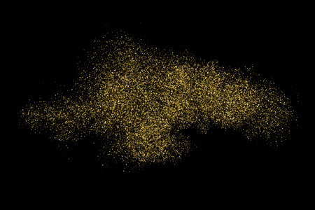 Gold Glitter Texture Isolated On Black. Goldish Color Sequins. Celebratory background. Golden Explosion Of Confetti. Vector illustration, Eps 10.のイラスト素材