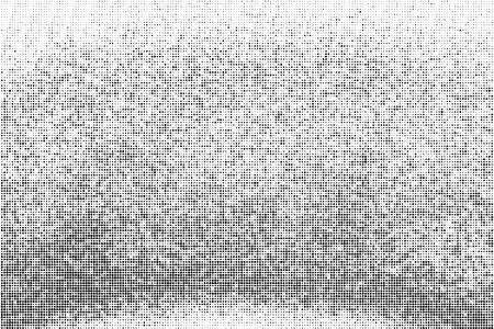 Black Halftone Texture On White Background. Modern Dotted Futuristic Backdrop. Fade Noise Overlay. Digitally Generated Image. Pop Art Style. Vector illustration, Eps 10.のイラスト素材