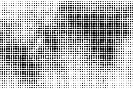 Black Halftone Texture On White Background. Modern Dotted Futuristic Backdrop. Fade Noise Overlay. Digitally Generated Image. Pop Art Style. Vector illustration, Eps 10.のイラスト素材