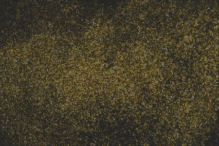 Gold Glitter Halftone Dotted Backdrop. Abstract Circular Retro Pattern. Pop Art Style Background. Golden Explosion Of Confetti. Digitally Generated Image. Vector illustration, Eps 10.のイラスト素材