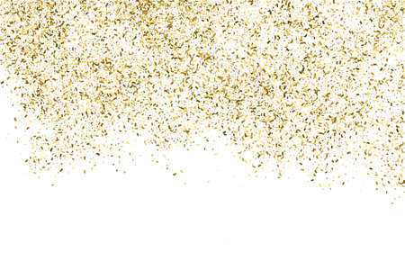 Gold Glitter Texture Isolated On White. Goldish Color Sequins. Golden Explosion Of Confetti. design element. Celebratory Background. Vector illustration, Eps 10.のイラスト素材