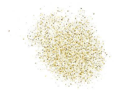 Gold Glitter Texture Isolated On White. Goldish Color Sequins. Golden Explosion Of Confetti. design element. Celebratory Background. Vector illustration, Eps 10.のイラスト素材