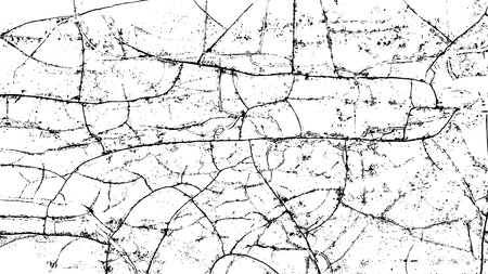 Cracks overlay textured. Distressed black texture. Dark grain texture on white background. grain noise particles. Grunge design elements. Vector illustration, EPS 10.のイラスト素材