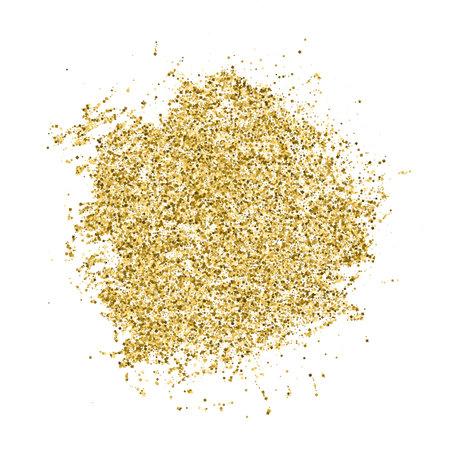 Gold Glitter Texture Isolated On White. Goldish Color Sequins. Golden Explosion Of Confetti. design element. Celebratory Background. Vector illustration, Eps 10.のイラスト素材