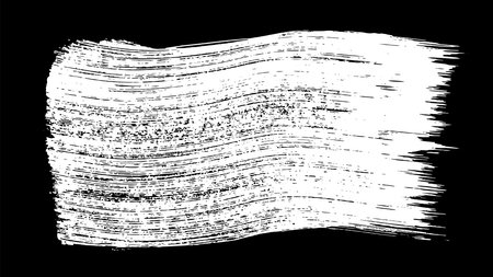 White strokes paint on black background. Pastel smears element. Hand drawn in chalk. Vector illustration, Eps 10.のイラスト素材