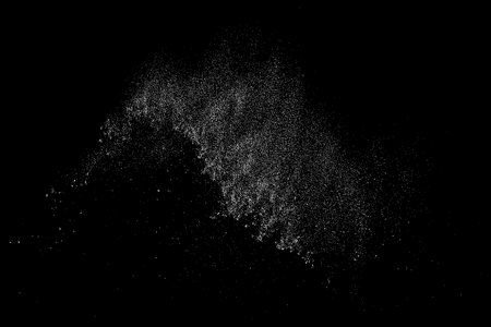 Distressed white grainy texture. Dust overlay textured. Grain noise particles. Snow effects pack. Rusted black background. Vector illustration, EPS 10.のイラスト素材