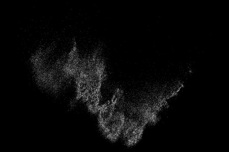 Distressed white grainy texture. Dust overlay textured. Grain noise particles. Snow effects pack. Rusted black background. Vector illustration, EPS 10.のイラスト素材