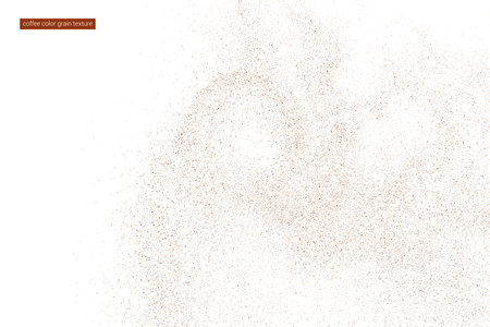 Coffee Color Grain Texture Isolated on White Background. Chocolate Shades Confetti. Brown Particles. Digitally Generated Image. Vector illustration, EPS 10.のイラスト素材