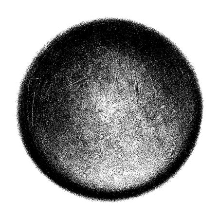 Abstract brush strokes. Black stamp texture round shape isolated on white background. Grainy textured design elements. Vector illustration, eps 10.のイラスト素材