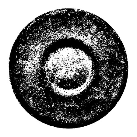 Circle isolated stamp. Ball Overlay texture. Black round sphere on white background. Round grainy textured design element. Vector illustration.のイラスト素材