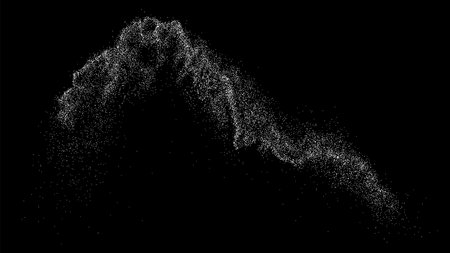 White grainy texture. Abstract dust overlay. Grain noise. White explosion on black background. Splash realistic effect. Vector illustration.のイラスト素材