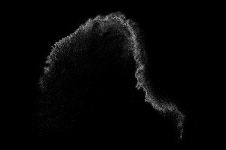 White grainy texture. Abstract dust overlay. Grain noise. White explosion on black background. Splash realistic effect. Vector illustration.のイラスト素材