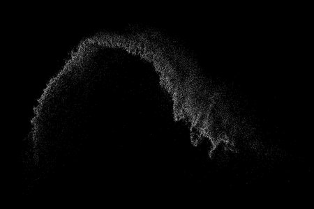White grainy texture. Abstract dust overlay. Grain noise. White explosion on black background. Splash realistic effect. Vector illustration.のイラスト素材