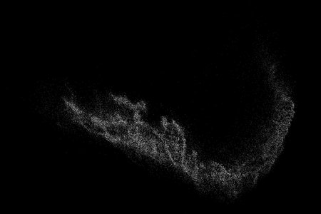 White grainy texture. Abstract dust overlay. Grain noise. White explosion on black background. Splash realistic effect. Vector illustration.のイラスト素材