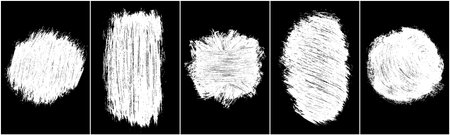 Chalk texture on black background. White brush stroke. Abstract backdrop. Hand drawn drawing. Set vector illustration, eps 10.のイラスト素材