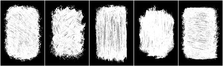Chalk texture on black background. White brush stroke. Abstract backdrop. Hand drawn drawing. Set vector illustration, eps 10.のイラスト素材