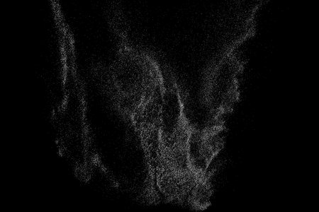 White grainy texture. Abstract dust overlay. Grain noise. White explosion on black background. Splash realistic effect. Vector illustration, eps 10.のイラスト素材