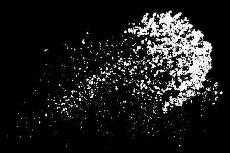White grainy texture. Abstract dust overlay. Grain noise. White explosion on black background. Splash realistic effect. Vector illustration, eps 10.のイラスト素材