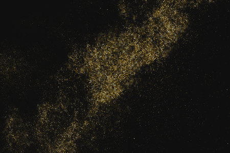 Gold Glitter Halftone Dotted Backdrop. Abstract Circular Retro Pattern. Pop Art Style Background. Golden Explosion Of Confetti. Digitally Generated Image. Vector Illustration, Eps 10.のイラスト素材