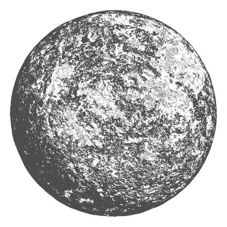 Moon, earth, planet isolated on white background. Abstract black stamp texture round shape. Grainy circle textured design elements. Vector illustration. EPS 10.のイラスト素材