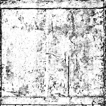 Worn black and white grunge texture square. Distress paper overlay. Dark grainy texture background. Dust overlay textured. Grain noise particles. Weathered effect. Torn graininess pattern. Vector illustration, EPS 10.のイラスト素材