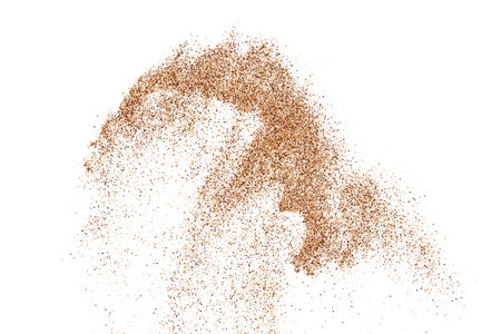 Sand Abstract Backdrop. Coffee Color Texture Isolated on White Background. Chocolate Color Pattern. Brown Shades Confetti. Vector Illustration, EPS 10.のイラスト素材