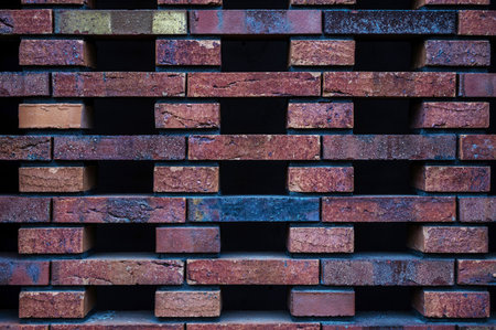 Wall brick texture. Old pattern red stone. Bricks architecture building. Brickwall brown construction. Abstract textured block surface.の写真素材