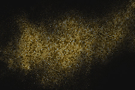 Gold Glitter Halftone Dotted Backdrop. Comic texture. Abstract Circular Retro Pattern. Pop Art Style Background. Golden Explosion Of Confetti. Vector Illustration, Eps 10.のイラスト素材