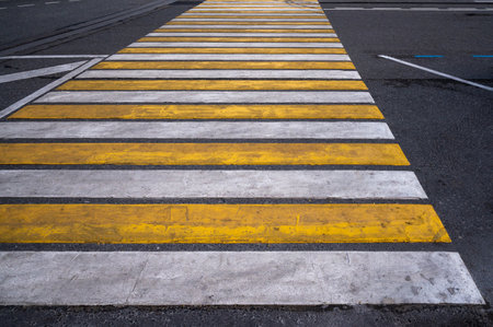 Cross walk empty. Pedestrian crossing. Asphalt road background. Crosswalk top view. Road surfaces...