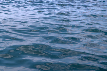 Water blue sea. Lake wave surface. Ocean texture abstract. Waves ripple reflection sunset.の写真素材