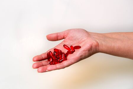 Insulated Hand with pills. Medicine and Healthcareの写真素材