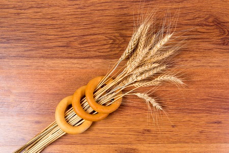 Spikelets of wheat bagels - a symbol of fertility and wealth.の写真素材