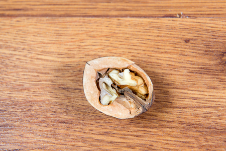 Half of walnut close up. A useful product.
