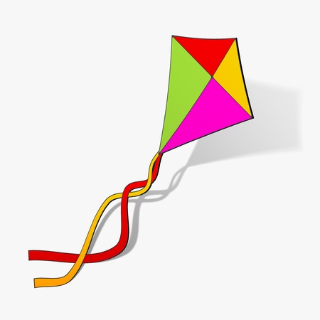 kite hobby game fly free outdoor up wind sticker realistic shadow design elementのイラスト素材