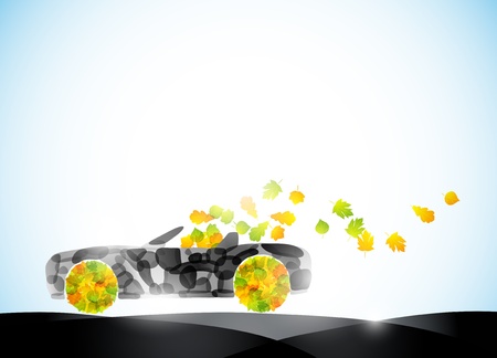 autumn car auto eco leaf idea travel ecologyのイラスト素材