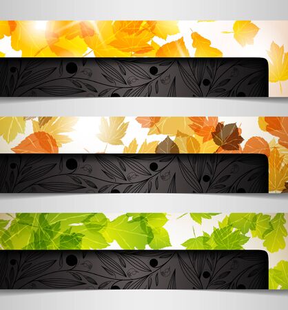 banner  hybrid autumn leaf combination abstract backgroundのイラスト素材