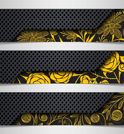 banner  hybrid flower combination abstract metal iron backgroundのイラスト素材