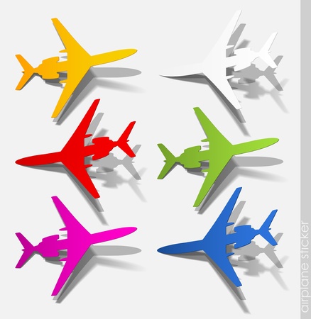 airplane sticker, realistic design elementsのイラスト素材