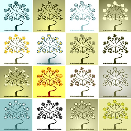 set of treesのイラスト素材