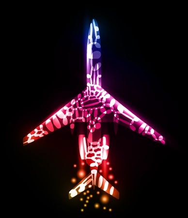 airplane, neon abstract backgroundのイラスト素材
