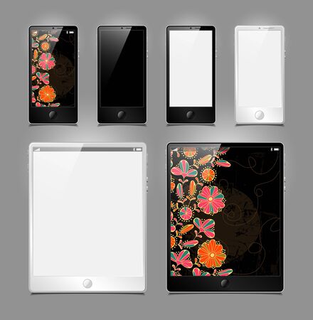 vector set, tablets and smartphonesのイラスト素材