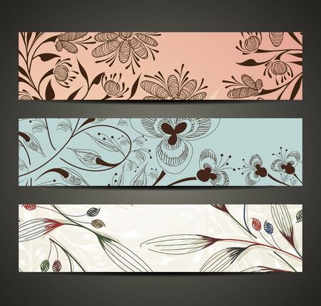 banner with floral patternのイラスト素材