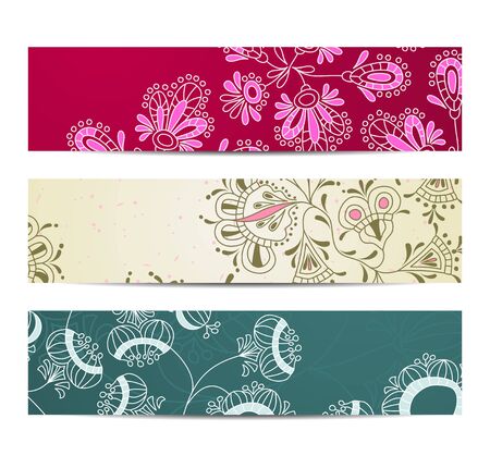 banner with floral patternのイラスト素材